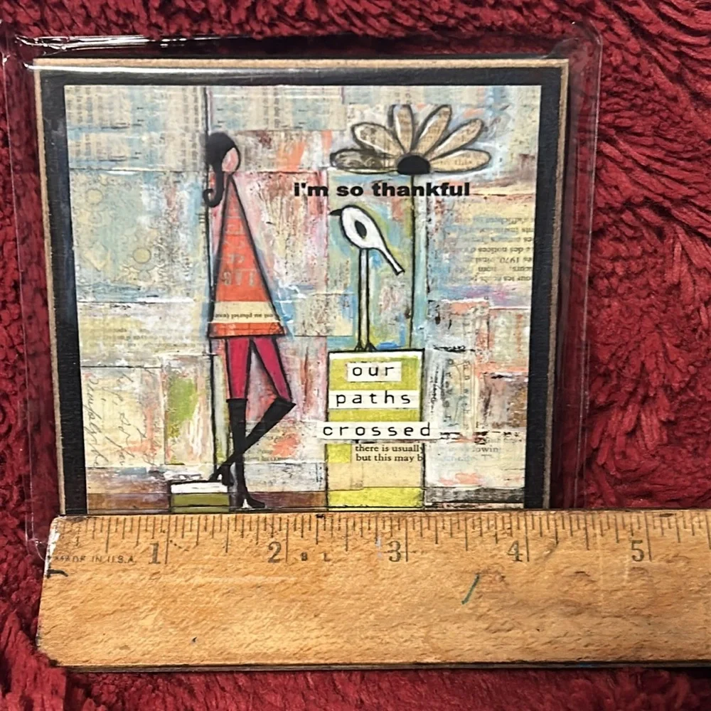 Lot of 2 Vintage Girl Designs Wood Plaques Dear Friend (often) & Thankful (path)